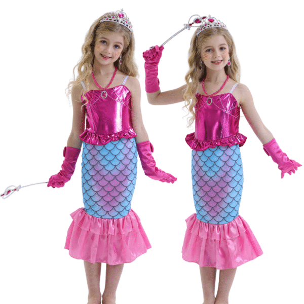 Jurebecia Girls Princess Dress 3-4T, Sparkly Tutu Costume for Birthday Party, Halloween, Christmas, Fancy Outfit with Tiara & Gloves - 图片 6