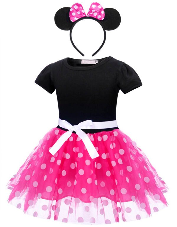 Jurebecia Girls Red Polka Dot Tutu Minnie Dress with Bow Headband Baby Toddler Party Mouse Costume for Birthday Cosplay - 图片 20