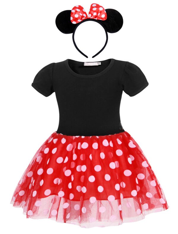 Jurebecia Toddler Girls Princess Costume Minnie Red Polka Dot Tutu Mouse Dress with Bow Headband Fancy Party Outfit for Birthday Cosplay - 图片 11