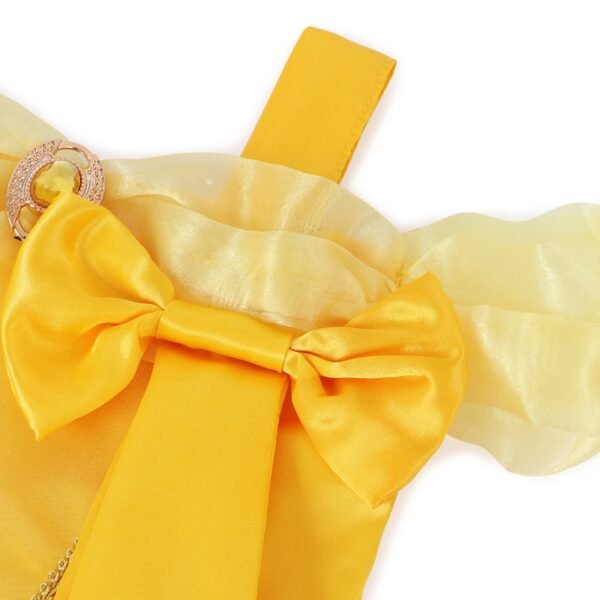 Jurebecia Princess Dress for Girls Costume Kids Off Shoulder Layered Toddler Halloween Cosplay Birthday Party Outfit up Yellow - 图片 17