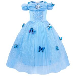 Jurebecia Princess Dress for Girls Kids Halloween Dresses up Butterfly Toddler Birthday Cosplay Party Costume