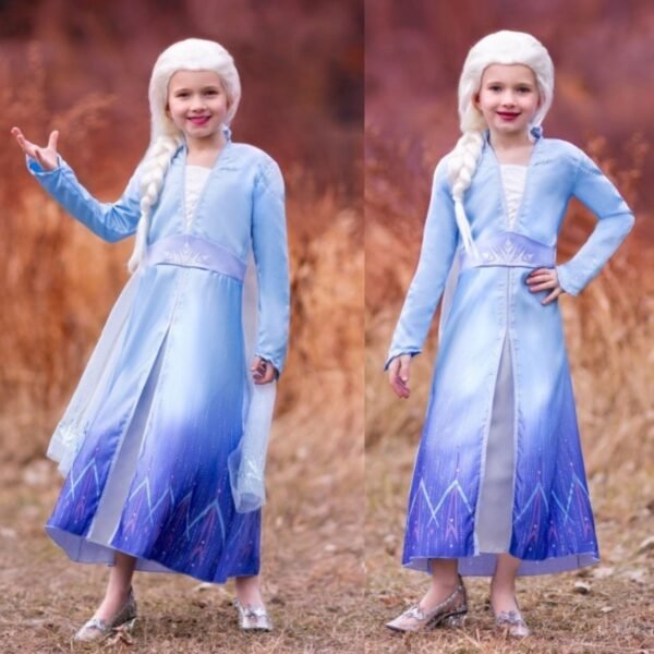 Jurebecia Snow Queen Princess Dress up Costume for Girl Birthday Party Blue Dresses up Little Girls Christmas Halloween Cosplay Costume with Accessories - 图片 17