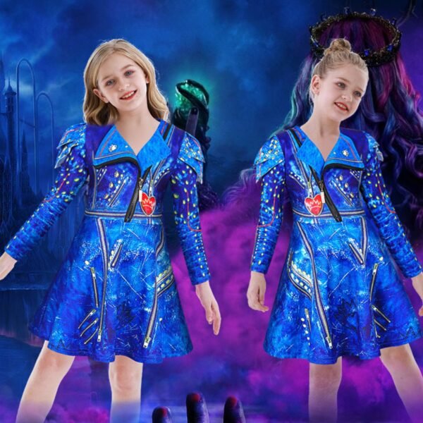 Jurebecia Princess Costume for Girls Cosplay Clothes Zipper Jacket Long Sleeve Dress Fancy Halloween Birthday Party Outfits - 图片 6