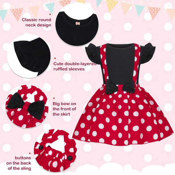 Jurebecia Mini Dress Girls Baby up Mouse Princess Dresses Toddler Cute Polka Dots Fancy Costume Kids Bowknot Tutu Disfraces Red - 图片 5
