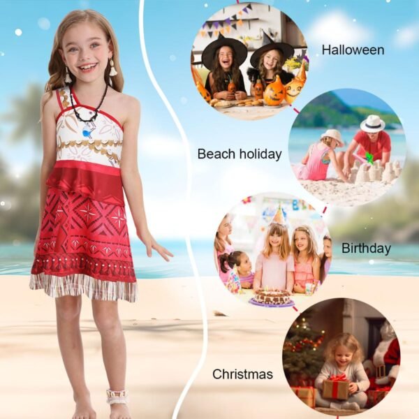 Jurebecia Princess Costume for Girls Ocean Adventure Dress Halloween Cosplay Outfits Birthday Fancy Tween Dress with Accessories - 图片 5
