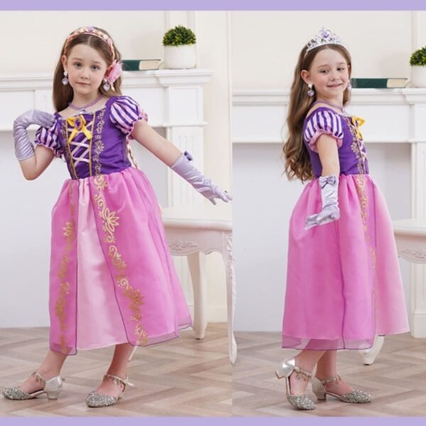 Jurebecia Girls Princess Costume, Floral Puffy Dress for Halloween Cosplay, Kids Birthday Party Dress with Accessories - 图片 4