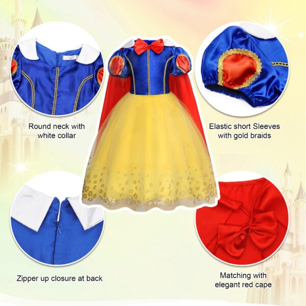 Benylion Princess Costume for Little Girls Snow-Themed White Halloween Dress up Toddler Birthday Party Fancy Dresses 5-6 Years - 图片 5