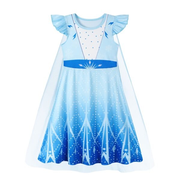 Benylion Princess Dress With Cape Girls Birthday Party Cosplay Costume Toddler Ruffle Sleeve Fancy Outfit for 5-6 Years - 图片 4