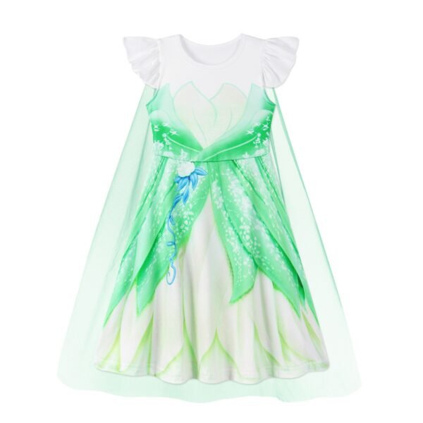 Benylion Princess Dress With Cape Girls Birthday Party Cosplay Costume Toddler Ruffle Sleeve Fancy Outfit for 5-6 Years - 图片 4