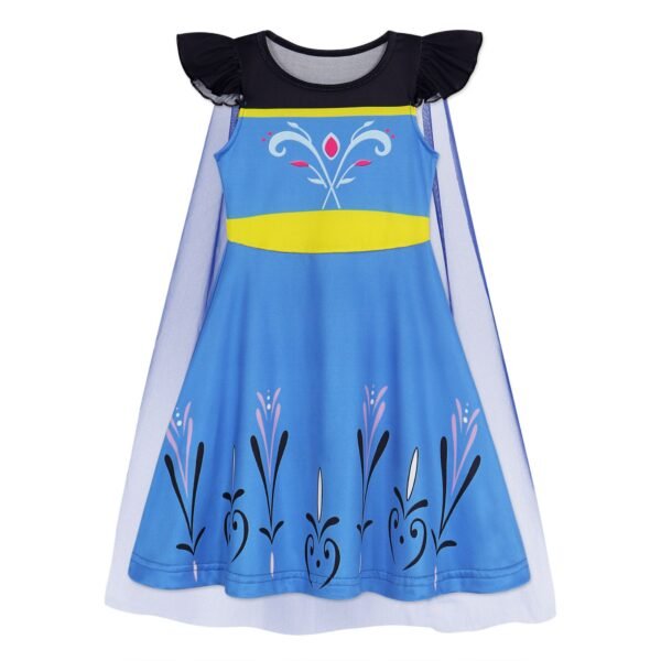 Benylion Girls Anna Princess Costume with Cape 3-4Y Blue Birthday Party Dress Halloween Cosplay Outfit - 图片 3