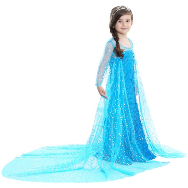 Jurebecia Girls Princess Dress Shimmering Sequin Mesh Cape & Costume-up Accessories for Cosplay Halloween - 图片 4