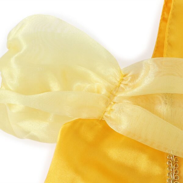 Jurebecia Princess Dress for Girls Costume Kids Off Shoulder Layered Toddler Halloween Cosplay Birthday Party Outfit up Yellow - 图片 18