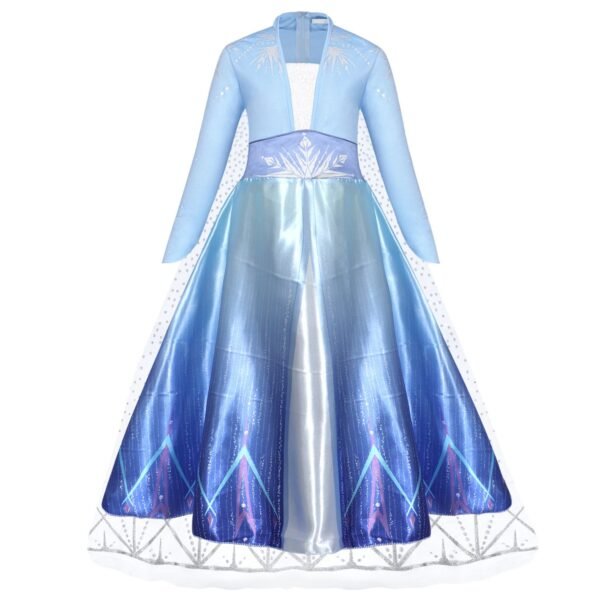 Jurebecia Snow Queen Princess Dress up Costume for Girl Birthday Party Blue Dresses up Little Girls Christmas Halloween Cosplay Costume with Accessories - 图片 12