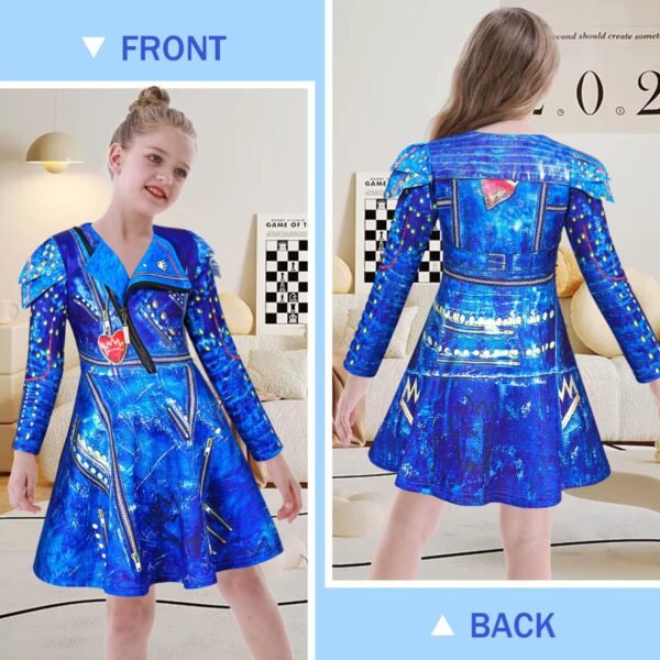 Jurebecia Princess Costume for Girls Cosplay Clothes Zipper Jacket Long Sleeve Dress Fancy Halloween Birthday Party Outfits - 图片 5
