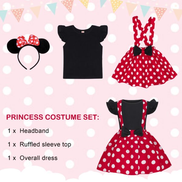 Jurebecia Mini Dress Girls Baby up Mouse Princess Dresses Toddler Cute Polka Dots Fancy Costume Kids Bowknot Tutu Disfraces Red - 图片 4