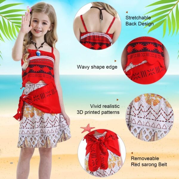 Jurebecia Girl Costume Princess Dress up Toddler Kids Halloween Christmas Cosplay Two-Pieces Crop Top Tassel Skirt Set Red Age - 图片 3