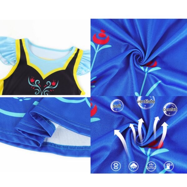 Benylion Anna Princess Dress With Cape Girls Birthday Party Cosplay Costume Toddler Fancy Outfit for 5-6 Years - 图片 5