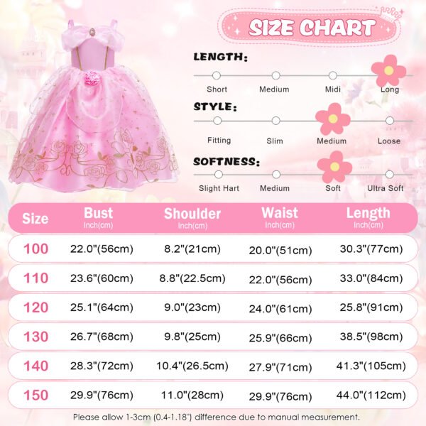 Benylion Girls Aurora Princess Costumes for Halloween Party Fancy Dress up with Accessories for 5-6 Years - 图片 2