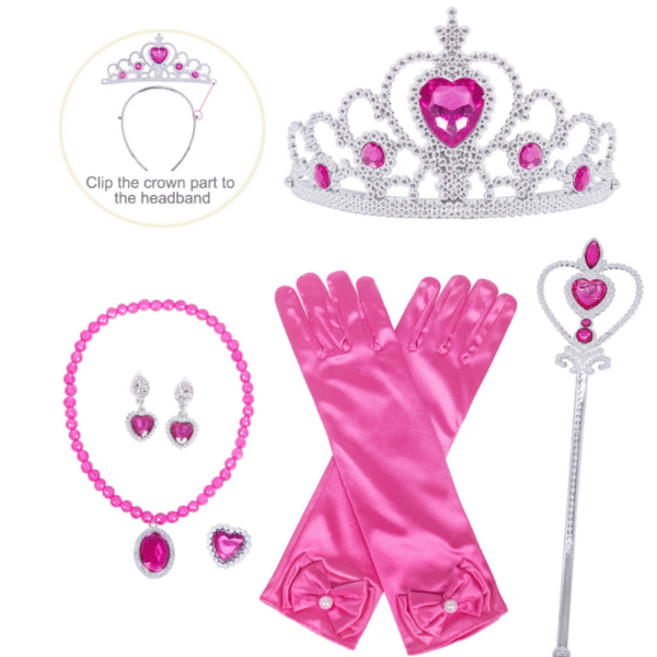 Jurebecia Girls Princess Dress 3-4T, Sparkly Tutu Costume for Birthday Party, Halloween, Christmas, Fancy Outfit with Tiara & Gloves - 图片 7