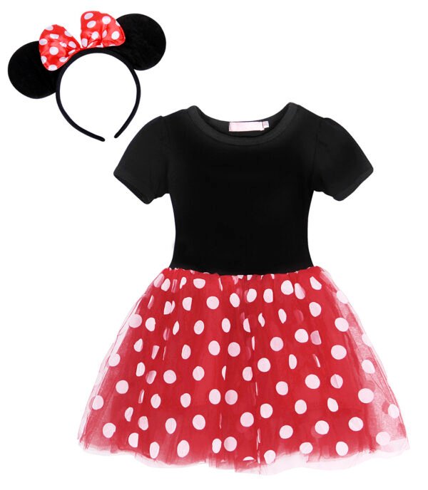 Jurebecia Toddler Girls Princess Costume Minnie Red Polka Dot Tutu Mouse Dress with Bow Headband Fancy Party Outfit for Birthday Cosplay - 图片 10