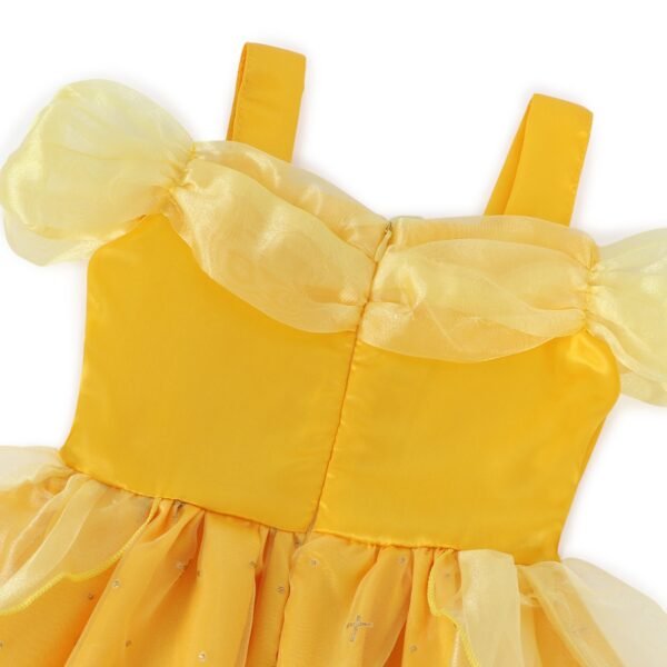 Jurebecia Princess Dress for Girls Costume Kids Off Shoulder Layered Toddler Halloween Cosplay Birthday Party Outfit up Yellow - 图片 19