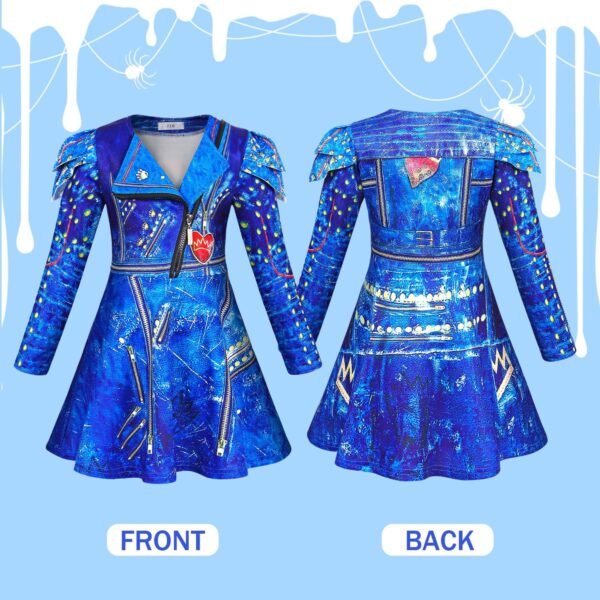 Jurebecia Princess Costume for Girls Cosplay Clothes Zipper Jacket Long Sleeve Dress Fancy Halloween Birthday Party Outfits - 图片 4