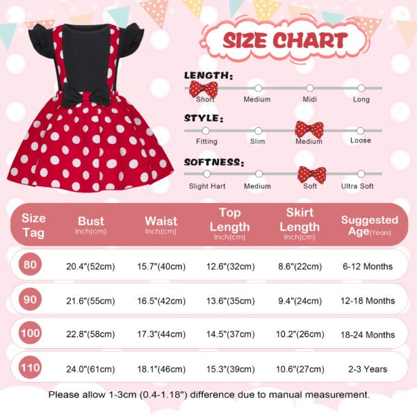 Jurebecia Mini Dress Girls Baby up Mouse Princess Dresses Toddler Cute Polka Dots Fancy Costume Kids Bowknot Tutu Disfraces Red - 图片 2