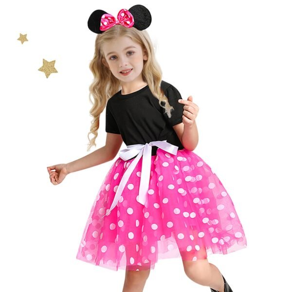 Jurebecia Girls Red Polka Dot Tutu Minnie Dress with Bow Headband Baby Toddler Party Mouse Costume for Birthday Cosplay - 图片 7