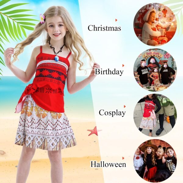 Jurebecia Girl Costume Princess Dress up Toddler Kids Halloween Christmas Cosplay Two-Pieces Crop Top Tassel Skirt Set Red Age - 图片 5