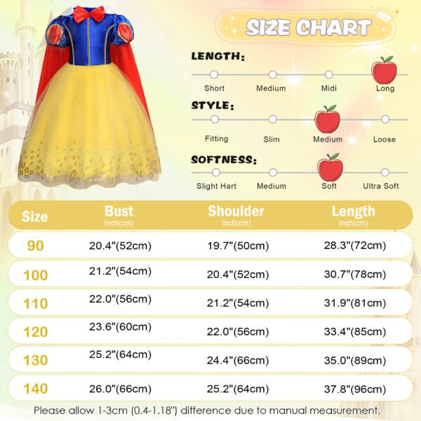 Benylion Princess Costume for Little Girls Snow-Themed White Halloween Dress up Toddler Birthday Party Fancy Dresses 5-6 Years - 图片 2