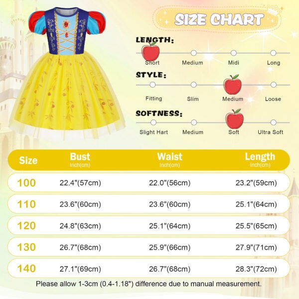 Benylion Snow Costumes White Princess Dress Up for Girls Dresses Birthday Party Cosplay Skirt for 5-6 Years - 图片 2