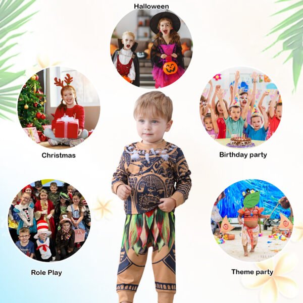 Jurebecia Princess Dress up Cosplay Cartoon Halloween Costume Role Play for Little Boys Long Sleeve Clothes with Leaf Skirts Birthday Party Outfit - 图片 6