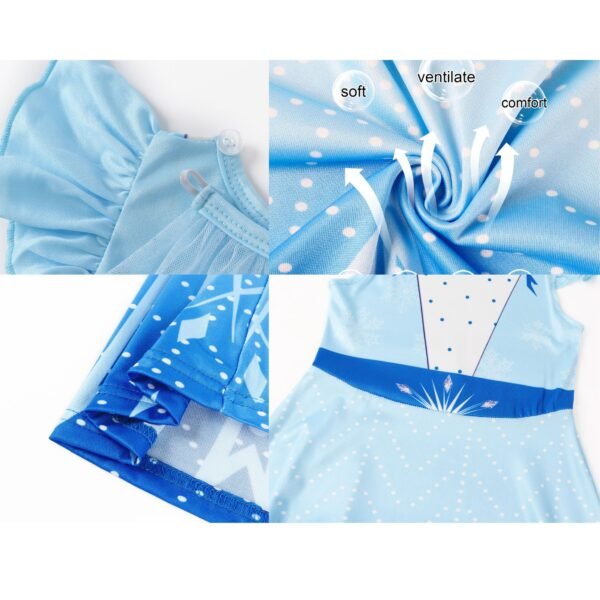 Benylion Princess Dress With Cape Girls Birthday Party Cosplay Costume Toddler Ruffle Sleeve Fancy Outfit for 5-6 Years - 图片 5