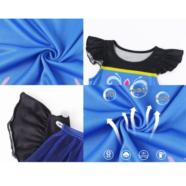 Benylion Girls Anna Princess Costume with Cape 3-4Y Blue Birthday Party Dress Halloween Cosplay Outfit - 图片 5