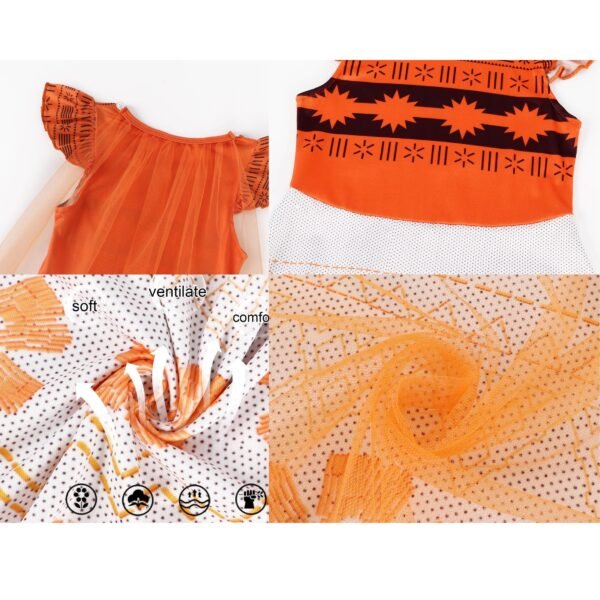 Benylion Princess Moana Dress With Cape Girls Birthday Party Cosplay Costume Toddler Ruffle Sleeve Fancy Outfit for 5-6 Years - 图片 5