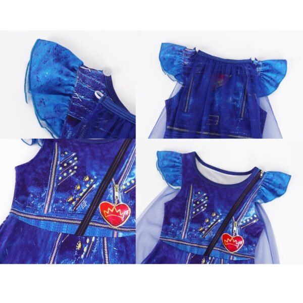 Benylion Princess Dress With Cape Girls Birthday Party Cosplay Costume Toddler Ruffle Sleeve Fancy Outfit for 5-6 Years - 图片 5