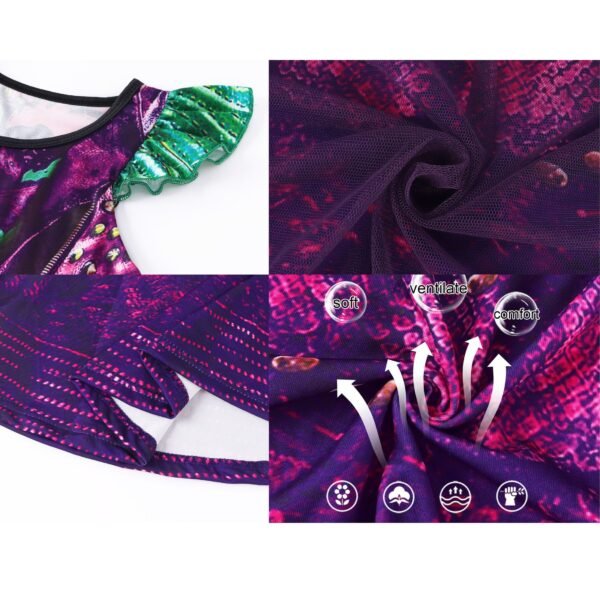 Benylion Toddler Girls Royal Rebel Princess Dress 5-6T Descendants-Inspired Costume with Cape - Purple Tulle Party Gown & Flutter Sleeves for Dress Up & Theme Parties - 图片 6