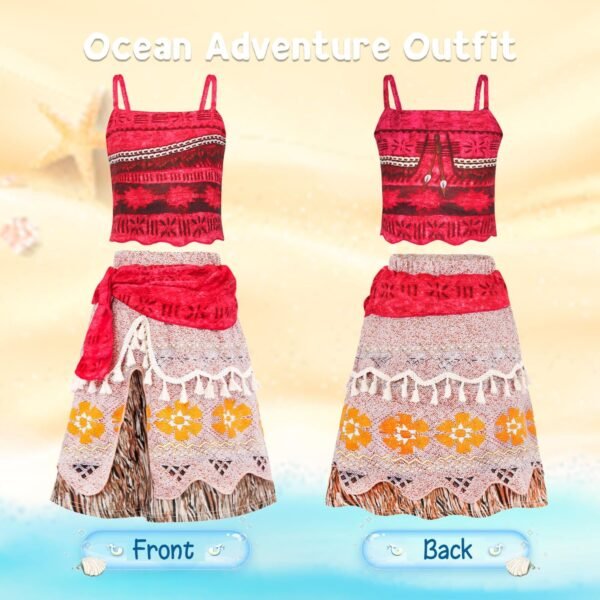 Jurebecia Princess Costume for Girls Adventure Dress Outfit Two-Pieces Crop Top Skirt Set Birthday Party Clothes Child - 图片 5
