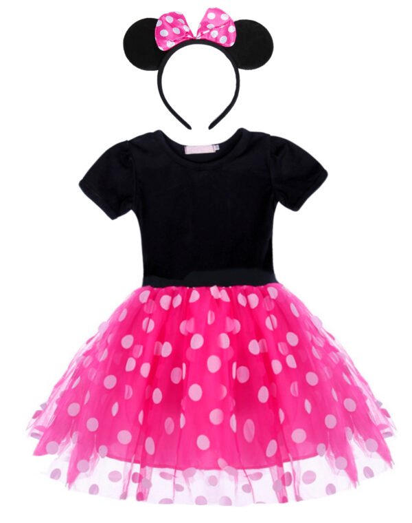 Jurebecia Girls Red Polka Dot Tutu Minnie Dress with Bow Headband Baby Toddler Party Mouse Costume for Birthday Cosplay - 图片 16