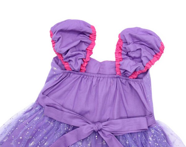 Jurebecia Girls Princess Party Dress with Puff Sleeves - Sparkly Tulle Fancy Gown for Birthday, Christmas & Special Occasions (Age 1-6, Purple) - 图片 9