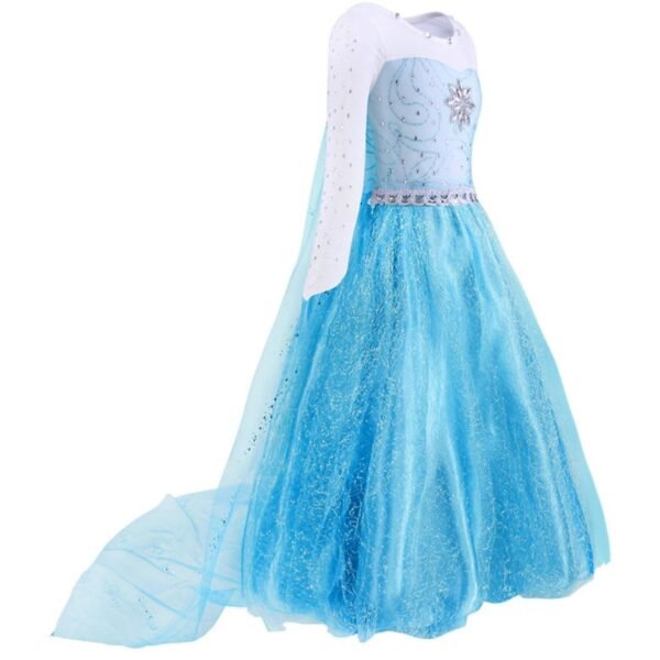 Jurebecia Snow Queen Dress for Girls Princess Birthday Party Blue Dresses up Little Girls Christmas Halloween Cosplay Costume with Accessories - 图片 7