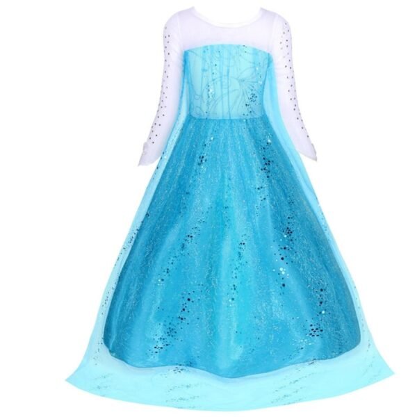 Jurebecia Snow Queen Dress for Girls Princess Birthday Party Blue Dresses up Little Girls Christmas Halloween Cosplay Costume with Accessories - 图片 8