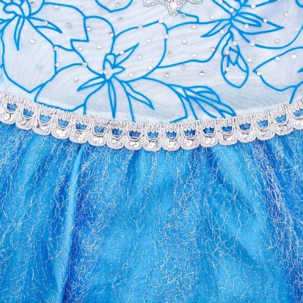 Jurebecia Snow Queen Costume for Girls Princess Birthday Party Blue Fancy Dresses up Christmas Halloween Cosplay Dress with Accessories - 图片 10
