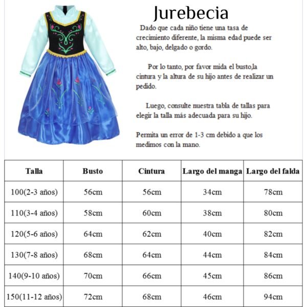 Jurebecia Princess Dress Snow Queen Costume for Girls Birthday Party Halloween Christmas Cosplay Outfit Toddler Kids - 图片 2