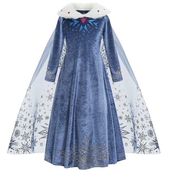 Jurebecia Princess Dress Snow Queen Winter Costume for Girls Halloween Dresses for Toddlers up Fancy Christmas Birthday Cosplay Outfit with Cape - 图片 9