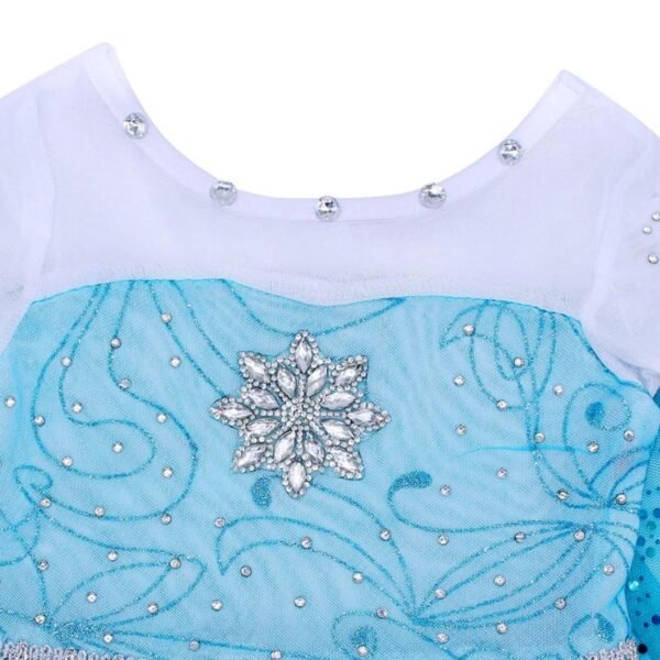 Jurebecia Snow Queen Dress for Girls Princess Birthday Party Blue Dresses up Little Girls Christmas Halloween Cosplay Costume with Accessories - 图片 9