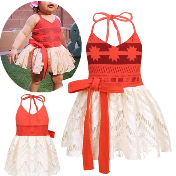 Jurebecia Baby Girl Princess Costume Princess Adventure Halter Backless Jumpsuit Dress Tulle Sundress Halloween Outfits - 图片 2