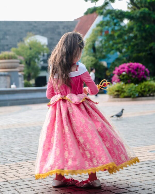 Jurebecia Girls Princess Dress up Aurora Fancy Dresses Birthday Party Cosplay for Kids Evening Gown with Accessories - 图片 9