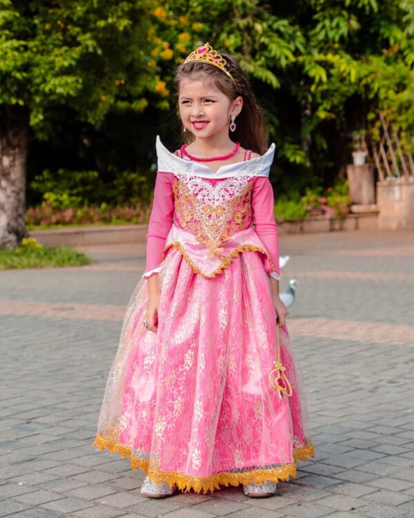 Jurebecia Girls Princess Dress up Aurora Fancy Dresses Birthday Party Cosplay for Kids Evening Gown with Accessories - 图片 8