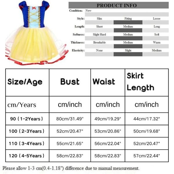 Jurebecia Girls Princess Dress Toddler Royal Storybook up Kids Puffed Sleeves & Tulle Skirt Birthday Party Costume Tulle Skirt - 图片 2